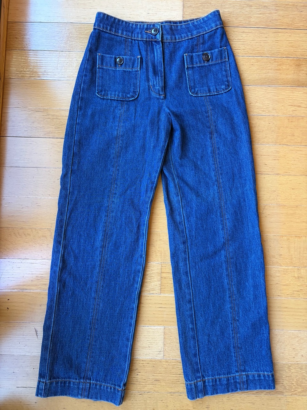 Amour Vert Dark Blue Wide-Leg Denim Jeans